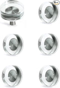 JEREVER 6 Pack Glass Crystal Knobs Brushed Nickel Drawer Pull Cabinet Handle for Dresser Kitchen (Round)