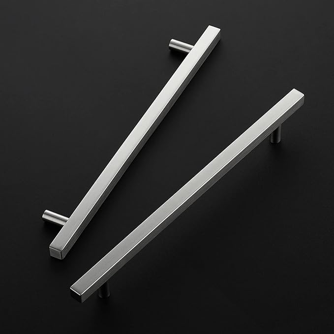 Ravinte Brushed Nickel Cabinet Handles 20 Pack 10 inch Satin Nickel Square Cabinet Pulls Silver Hardware for Kitchen Cabinets 12-1/2 inch Overall Length Stainless Steel Drawer Pulls
