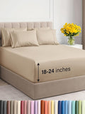 Extra Deep Cal King Sheet Set - 6 Piece Breathable & Cooling Sheets - Hotel Luxury Bed Sheets Set - Easy & Secure Fit - Soft, Wrinkle Free & Comfy Sheets Set - Cream Sheet Set with Extra Deep Pockets