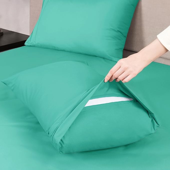 Mejoroom California King Size Sheet Set - Soft Microfiber Bed Sheets,Deep Pocket Fitted Sheet, Breathable, Wrinkle & Fade Resistant - 4 Piece (California King, Mint)