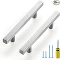 Ravinte Brushed Nickel Cabinet Handles 20 Pack 3-1/2 inchSatin Nickel Square Cabinet Pulls Silver Hardware for Kitchen Cabinets 6 inch Overall Length Stainless Steel Drawer Pulls