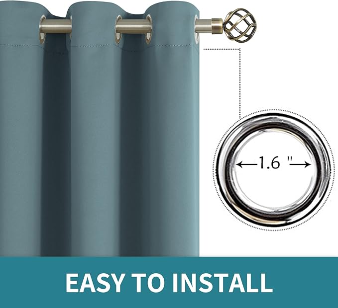 BGment Room Darkening Curtains 54 Inches Long - Grommet Thermal Insulated Drapes Window Treatment Curtains for Bedroom, 2 Panels, 52 x 54 Inch, Stone Blue