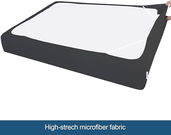 Box Spring Cover Full Size, Alternates for Bed Skirt, Smooth and Elastic Woven Material Wrap Around 4 Sides of The Box Spring, Wrinkle & Fading Resistant, Washable, Dustproof, Black
