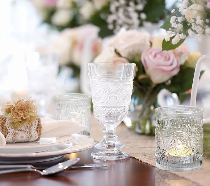 12PCS Glass Votive Candle Holder for Wedding Table Centerpiece, Clear Tea Lights Candle Holders for Dinner Birthday Party Decor