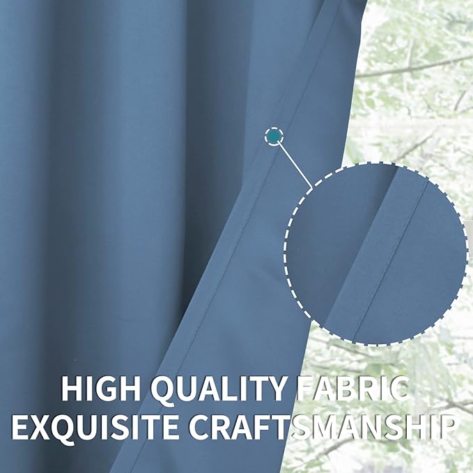 BGment Blackout Curtains for Bedroom - Grommet Thermal Insulated Room Darkening Curtains for Living Room, Set of 2 Panels (38 x 84 Inch, Faded Denim)