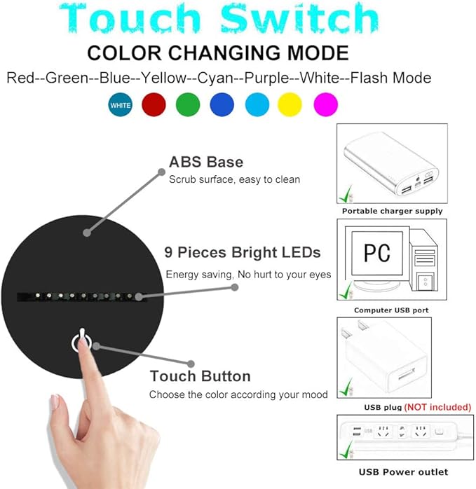 Airplane Night Light 3D Plane Illusion Lamp 7 Color Changing Touch Control with USB Cable LED Fighter Toy Table Desk Decor Lamps for Men Boys Kids Christmas Birthday Gifts