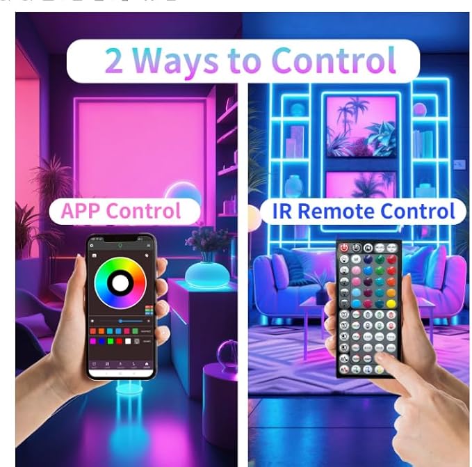 Led Lights for Bedroom 300FT (2 Rolls of 150FT), RGB Led Strip Lights with Music Sync Color Changing, Remote & App Controll Led Lights for Room and Party, Super Long LEDs for Bedroom Ambiant