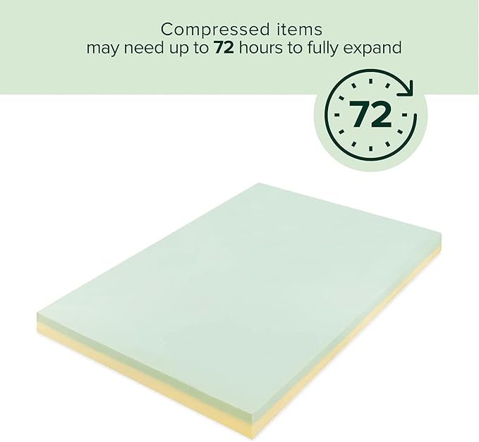 ZINUS 4 Inch Green Tea Memory Foam Mattress Topper, Pressure-Relieving Layers, CertiPUR-US Certified, Twin