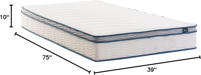 ZINUS 10 Inch Spring Sensation Hybrid Mattress [New Version], Twin, Fiberglass Free, Medium Firmness, Durable Support, Certified Safe Foams & Fabric, Mattress in A Box