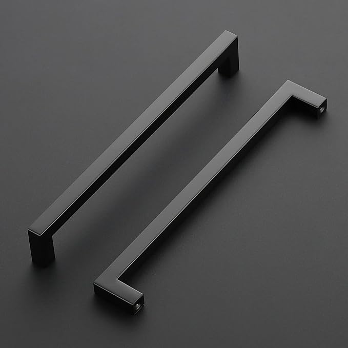 Ravinte 1 Pack Black Cabinet Pulls 8-4/5 Inch Square Kitchen Cabinet Handles Matte Black Kitchen Hardware for Drawer Pulls Drawer Handles Come with Screwdriver