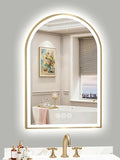 20x30 Inch Arch LED Bathroom Mirror, Gold Lighted Bathroom Mirrors Wall Mounted, Vanity Mirror with Anti-Fog, Memory Function, 3 Color Temperature, Dimmable Led Mirror for Bathroom