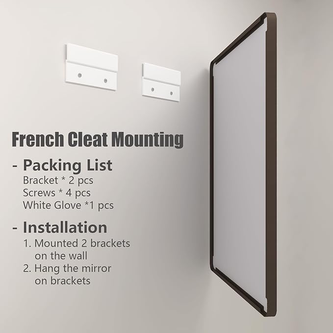 28x36 Bronze Framed Mirror, Brushed Bronze Metal Bathroom Vanity Mirror for Wall, Modern Rectangle Mirror, Rounded Corner, Anti-Rust, Tempered Shatterproof (Horizontal/Vertical)