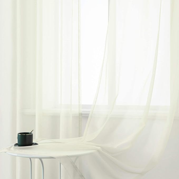 DUALIFE 63 Inch Length Curtain Drapes for Bedroom Grommet Light Filtering Semi Sheer Farmhouse Style Living Room Curtains 2 Panels 52X63 Inches Cream Beige