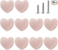 Ceramic Drawer Knobs Heart Shape Cabinet Dresser Pulls Handles with 3 Sized Screws, Kitchen Furniture Knobs for Closet Cupboard Wardrobe (10 Pack, Pink)