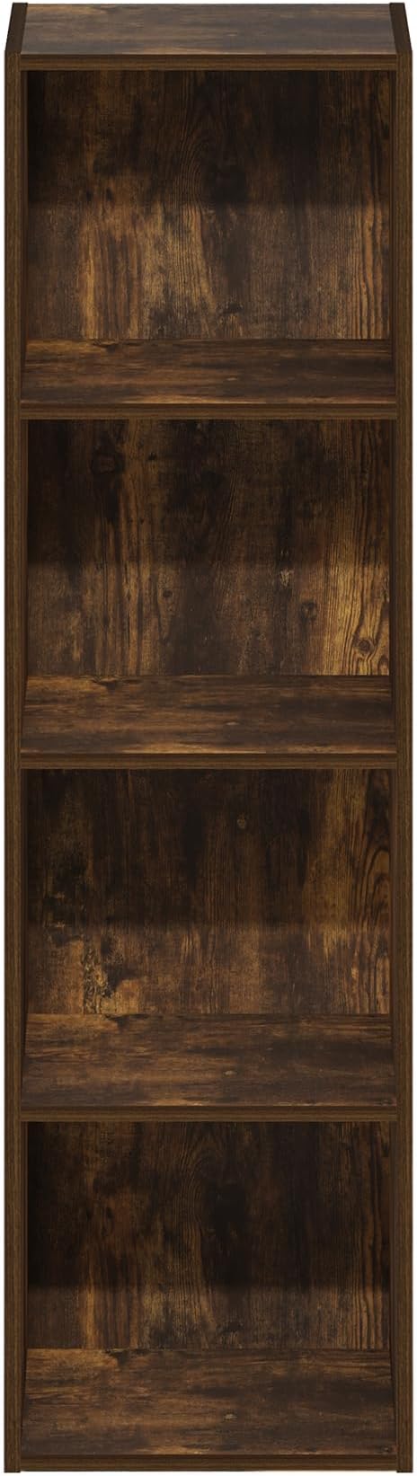 Furinno PASIR Book Shelf, 4-Tier Modern Bookshelf, Open Shelves Bookcase 9" x 12" x 42", for Living Room, Bedroom, Home Office, Amber Pine