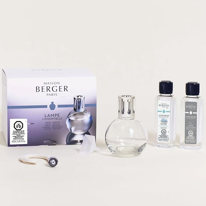 MAISON BERGER Lampe Berger Giftset - Starter Round - Home Fragrance Diffuser - Includes 2 Fragrances So Neutral and Ocean Breeze - 250 milliliters - 8.45 Fluid Ounces