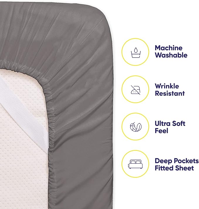 Twin Size Bed Sheets - 4 Piece 1500 Supreme Collection Fine Brushed Microfiber Deep Pocket Twin Sheet Set Bedding - 1 EXTRA PILLOW CASES, GREAT VALUE, Twin, Gray