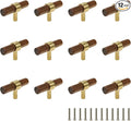 Drawer 2.36"/60mm Pulls Brass Walnut Kitchen Wardrobe Cabinet Hardware Pull Handle Single Hole with Screw, 12Pcs