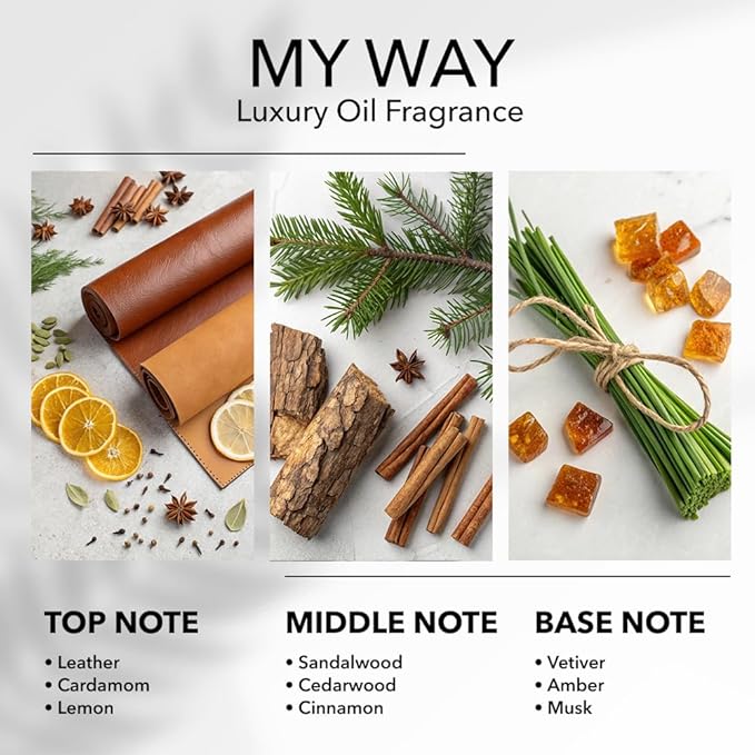 My Way Diffuser Oil, Inspired by 1 Hotel Miami Beach, Hotel Scent Diffuser Oil, My Way Aromatherapy Blend of Essential Oils for Home & Office, Leather & Sandalwood Scent, 1.6 FL Oz, 50 mL
