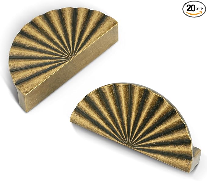 20 Pack 3 Inch (76mm) Antique Brass Cabinet Pulls Cup Flat Drawer Handles Kitchen Cupboard Pull Bathroom Dresser Sunflower Handle Unique Hardware for Furniture Door Wardrobe Hardware TYH-AB-20