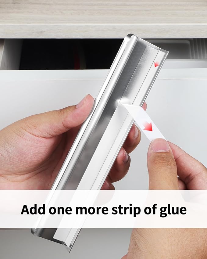 5 Pack 8 inch self Adhesive Cabinet pulls Silvery Finger pulls for cabinets Stick on Handles Concealed Edge pulls for cabinets Drawer Pull Seam Flat