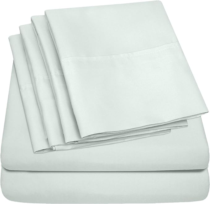 Queen Sheets Mint - 6 Piece 1500 Supreme Collection Fine Brushed Microfiber Deep Pocket Queen Sheet Set Bedding - 2 Extra Pillow Cases, Great Value, Queen, Mint
