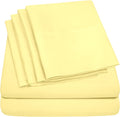 6 Piece Bed Sheet Set, Twin, Pale Yellow