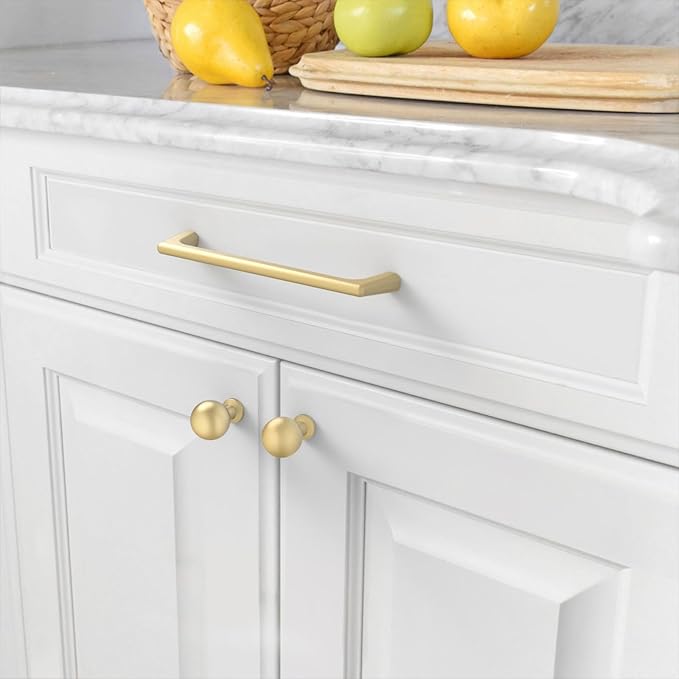 Amerdeco 10 Pack Brushed Gold Cabinet Pulls 5 Inch(128MM) Hole Centers Kitchen Cabinet Handles Hardware Kitchen Handles for Cabinets Cupboard Handles Drawer Pulls ZH0041