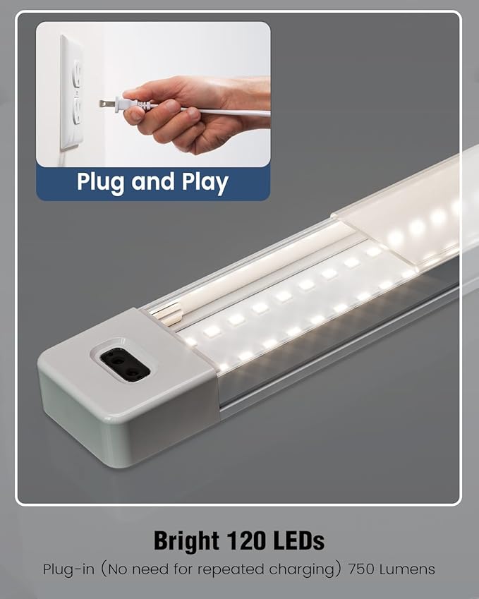 MYPLUS 2Pcs 36 Inch Under Cabinet Lights with Hand Wave, Under Counter Lighting 4000K Natural White,Dimmable,Plug and Play,LED Lights for Kitchen Cabinet, Cupboard, Closet, Desk