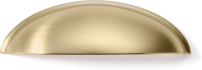 khtumeware 10 Pack 3-3/4" Gold Drawer Pulls Brushed Brass Cabinet Cup Pulls Kitchen Hardware Cabinet Handles Drawer Handles Knobs 3-3/4 inch Hole Center