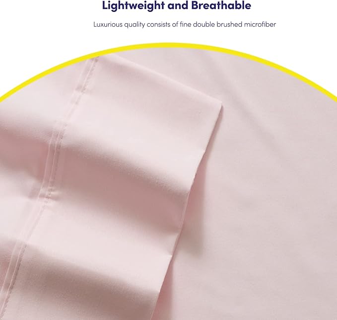 Full Size Bed Sheets - 6 Piece 1500 Supreme Collection Fine Brushed Microfiber Deep Pocket Full Sheet Set Bedding - 2 Extra Pillow Cases, Great Value, Full, Pale Pink
