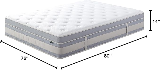 ZINUS 14 Inch Cooling Comfort Support Hybrid Mattress [New Version], King, Fiberglass Free, Medium Plush, Cooling Motion Isolation, Certified Safe Foams & Fabric, Mattress in A Box