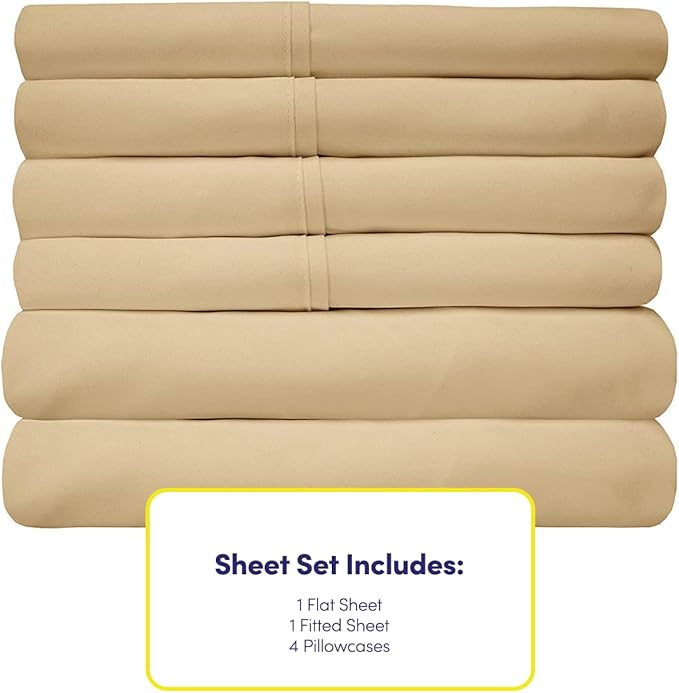 Cal King Size Bed Sheets - 6 Piece 1500 Supreme Collection Fine Brushed Microfiber Deep Pocket California King Sheet Set Bedding - 2 Extra Pillow Cases, Great Value, California King, Camel