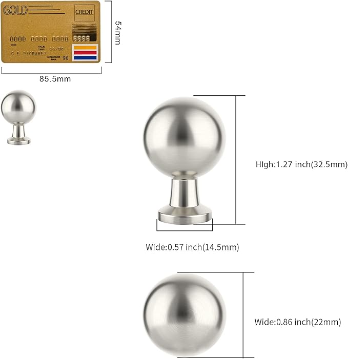 Amerdeco 10 Pack Brushed Satin Nickel Cabinet Knobs Single Hole Cabinet Pulls Round Kitchen Cabinet Knobs Solid Drawer Knobs Dresser Knobs and Pulls for Bathroom Cabinets ZH0041