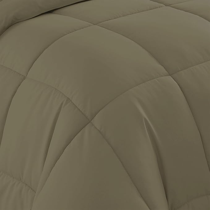 Sweet Home Collection 5 Piece Comforter Set Bag Solid Color All Season Soft Down Alternative Blanket & Luxurious Microfiber Bed Sheets, Sage, Twin (Pack of 4)
