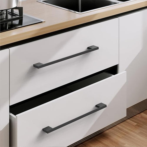 10 Pack Matte Black Cabinet Pulls - 8.8 Inch Cabinet Handles - Black Kitchen & Dresser Pulls