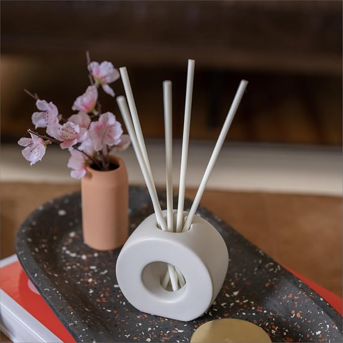ScentAir Infused Liquidless Reeds | Includes 25 Flameless Reeds and 1 Decorative Vase, White | Essential Oil Aroma Diffuser Sticks | Fresh Spa Scents | Gifting Fragrance | Eucalyptus Mint