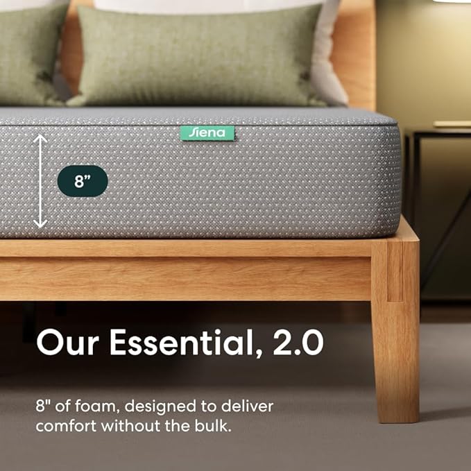 Siena 8” California King Memory Foam Mattress - Medium Firm - 180 Night Trial - Premium Pressure-Relieving Layers - 10 Year Warranty - Mattress in a Box - CertiPUR-US Certified