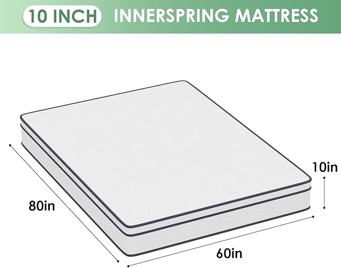 PayLessHere | 10 Inch Queen Mattress | Medium Firm Hybrid Mattress | White | with High-Density Foam and Breathable Cover | Pocket Spring Design, Pressure Relief | Bed in a Box, CertiPUR-US Certified