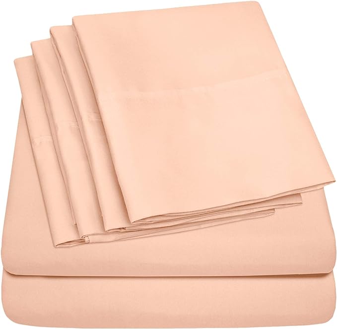 Cal King Size Bed Sheets - 6 Piece 1500 Supreme Collection Fine Brushed Microfiber Deep Pocket California King Sheet Set Bedding - 2 Extra Pillow Cases, Great Value, California King, Peach