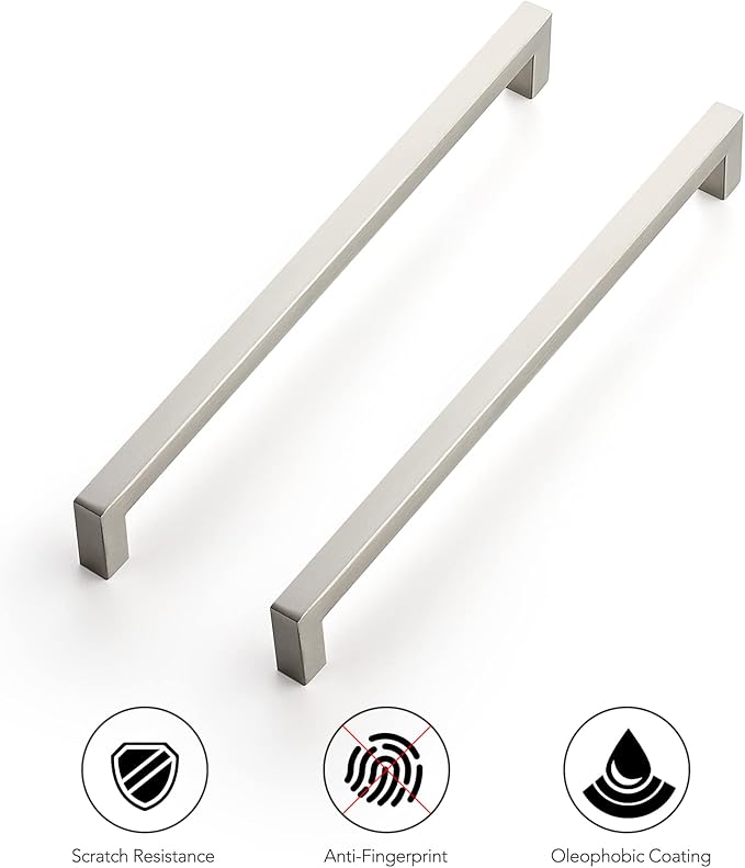 Ravinte 3 Pack 10 Inch Square Cabinet Handles - Satin Nickel & Brushed Nickel Drawer Pulls - Kitchen Cabinet Hardware