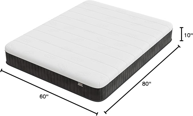 Swbvs Firm Queen Mattress, 10 Inch Cooling-Gel Memory Foam & Pocket Spring Hybrid, Firm Feel, Queen Size Mattresses, CertiPUR-US Certified, Fiberglass Free