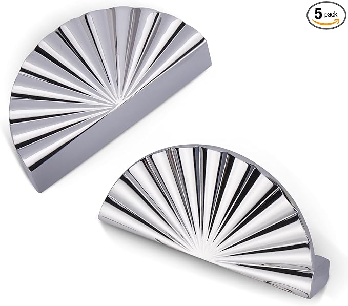 5 Pack 3 Inch (76mm) Polished Chrome Cabinet Pulls Cup Flat Drawer Handles Kitchen Cupboard Pull Bathroom Dresser Sunflower Handle Unique Hardware for Furniture Door Wardrobe Hardware TYH-BC-5