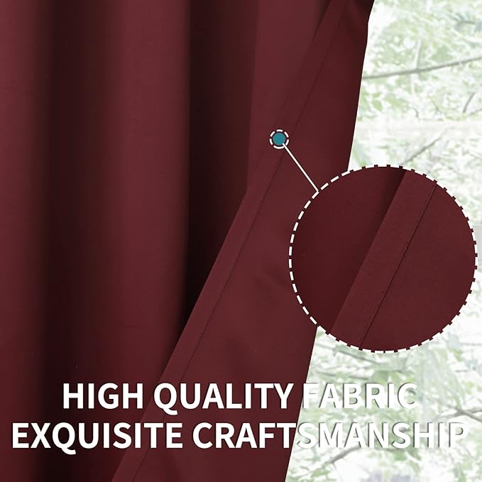 BGment Blackout Curtains for Living Room - Grommet Thermal Insulated Room Darkening Curtains for Bedroom, 2 Panels of 52 x 95 Inch, Burgundy