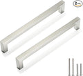 Cabinet Pulls Brushed Nickel Cabinet Handles Square Drawer Pulls, 2 Pack 7-1/2 Inch Stainless Steel Kitchen Door Cupboard Cabinet Handles, Cabinet Hardware Drawer Handles, 192mm Hole Centers
