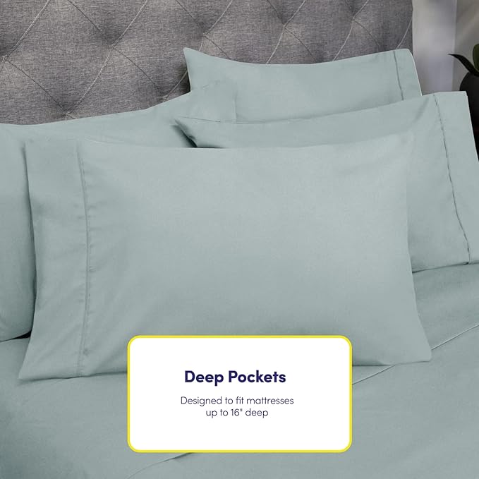 Sweet Home Collection 6 Piece Bed Sheet Set, King, Slate
