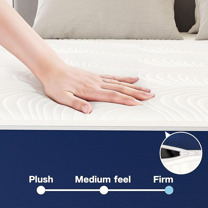 Swbvs Firm Double Mattress, 10 Inch Cooling Memory Foam Full Size Mattress with Removable Zippered Cover for Easy Cleaning, Pressure Relief & Firm Support