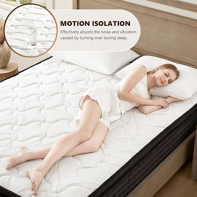 Mattress Queen Size 14 Inch - Memory Foam Hybrid Mattress for Pressure Relief & Motion Isolation - Medium Firm Queen Mattress with Pocketed Coils Breathable Bamboo Cover Certipur-Us Certified