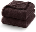 Exclusivo Mezcla Plush Fuzzy Fleece Bed Blanket Twin Size, Super Soft, Fluffy and Warm Blankets, Suitable for All Seasons (Coffee, 90x66 Inches)
