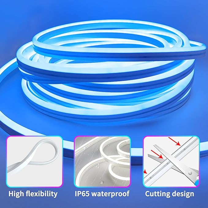66Ft Neon Rope Lights,Flexible Led Rope Light Control with App/Remote,Multiple Modes Rope Lights,IP65 Outdoor RGB Led Neon Light Waterproof,Music Sync Gaming Led Neon Light Strip for Bedroom